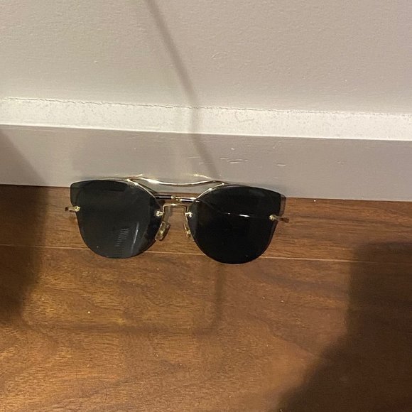 MIU MIU Black Gold Rimless Butterfly Sunglasses - Picture 2 of 3